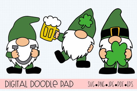 St. Patrick’s Day Leprechaun Gnomes SVG Digital Doodle Pad 