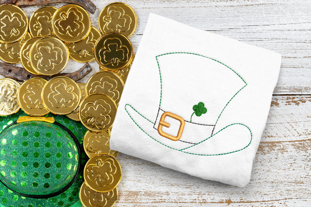 St Patrick's Day Leprechaun Hat Linework Embroidery Embroidery/Applique DESIGNS Designed by Geeks 