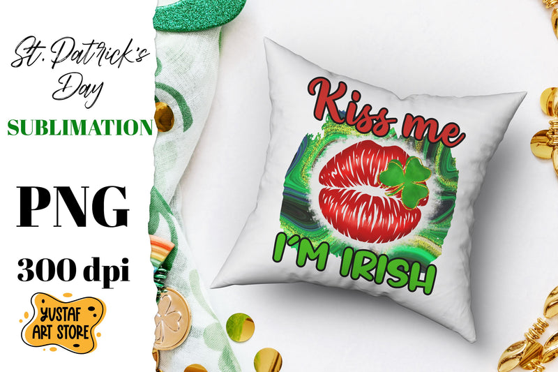 St. Patrick's Day Lips sublimation design. Kiss Me I'm Irish Sublimation Yustaf Art Store 