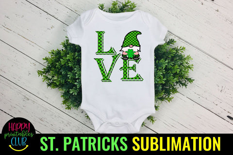 St Patricks Day LOVE Gnome Sublimation- Gnome St Patricks Sublimation Happy Printables Club 