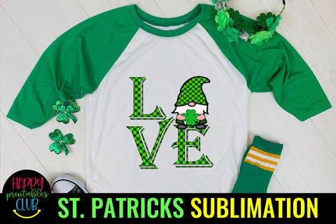 St Patricks Day LOVE Gnome Sublimation- Gnome St Patricks Sublimation Happy Printables Club 