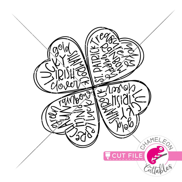 St. Patrick's Day lucky clover sketch svg png dxf SVG Chameleon Cuttables 