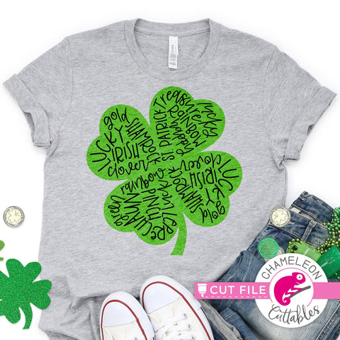 St. Patrick's Day lucky clover subway art svg png dxf SVG Chameleon Cuttables 