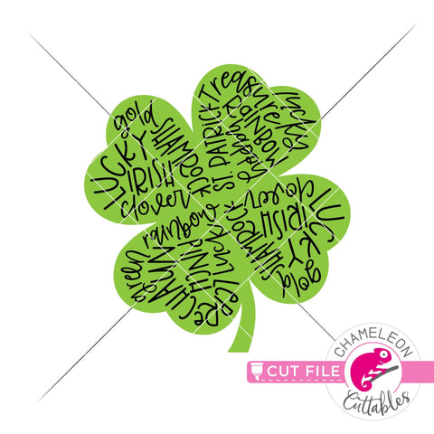 St. Patrick's Day lucky clover subway art svg png dxf SVG Chameleon Cuttables 