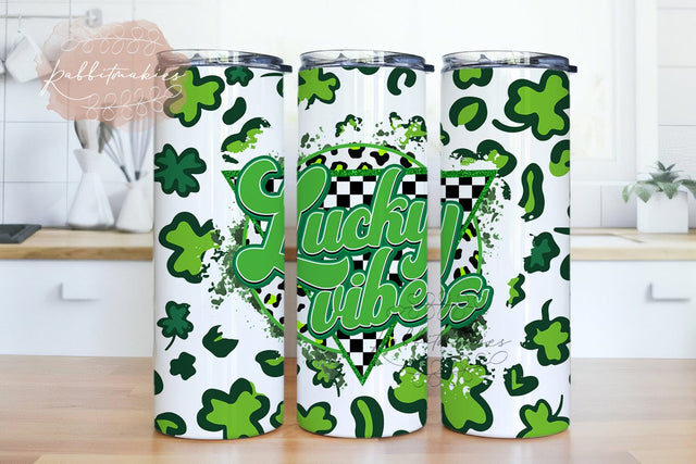 St. Patrick's Day Lucky Vibes Tumbler Design, Irish Tumbler 20oz, PNG Tumbler, Digital Tumbler Wrap png Sublimation Rabbitmakies 