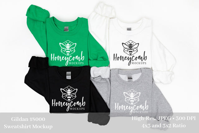 St Patrick's Day Mockup, Gildan 18000 Sweatshirt Mockup, Gildan Mockup, Folded Mockup Mock Up Photo Honeycomb Mockups 