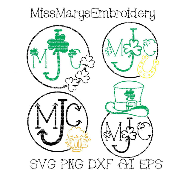 St. Patrick's Day Monogram Frames SVG MissMarysEmbroidery 