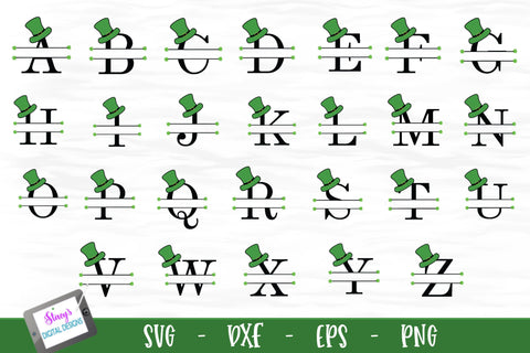 St. Patrick's Day Monogram Set | 26 Split Letters A-Z SVG Stacy's Digital Designs 