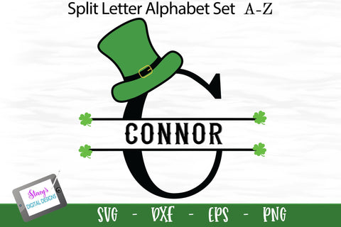 St. Patrick's Day Monogram Set | 26 Split Letters A-Z SVG Stacy's Digital Designs 