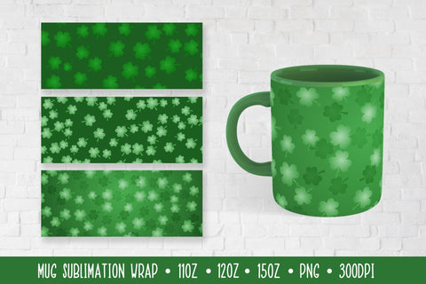 St. Patricks Day Mug Sublimation Wrap. Green Mug Wrap 3 Designs Sublimation LaBelezoka 