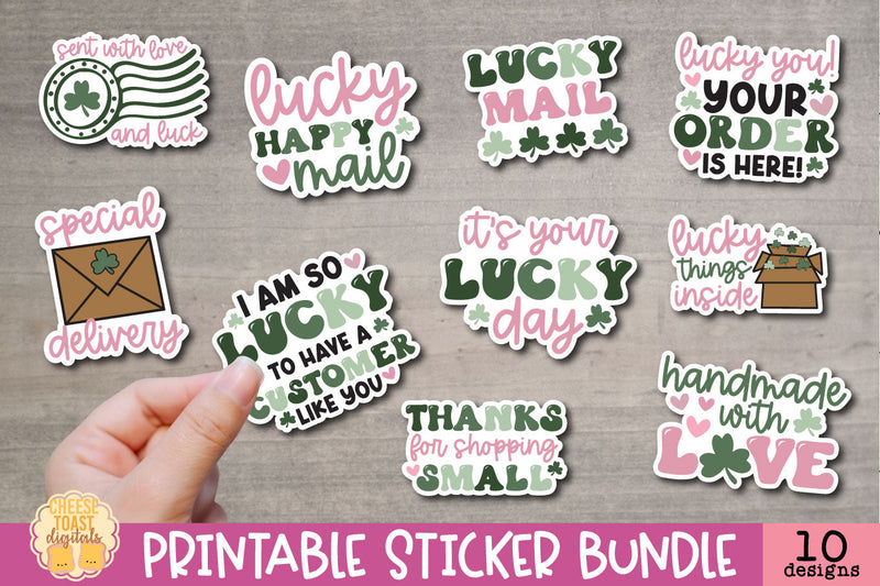 St Patrick's Day Packaging Stickers Bundle | Small Business Designs Sublimation Cheese Toast Digitals 