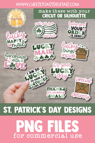 St Patrick's Day Packaging Stickers Bundle | Small Business Designs Sublimation Cheese Toast Digitals 