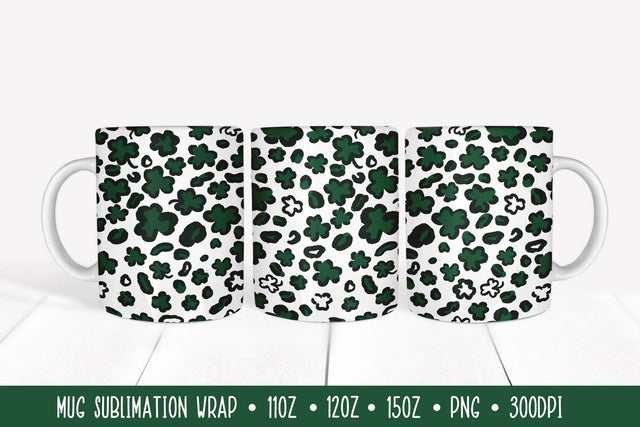 St. Patricks Day Pattern Mug Wrap Sublimation. Leopard Mug Wrap Sublimation LaBelezoka 