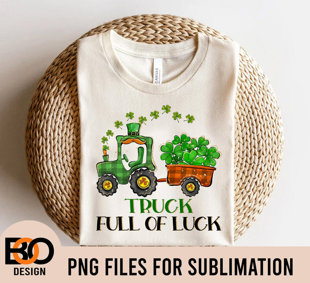 St Patricks Day png, Truck Full Of Luck png, Truck png, Lucky png, Shamrock png, Clover, Kids Shirt Design Sublimation BOO-design 