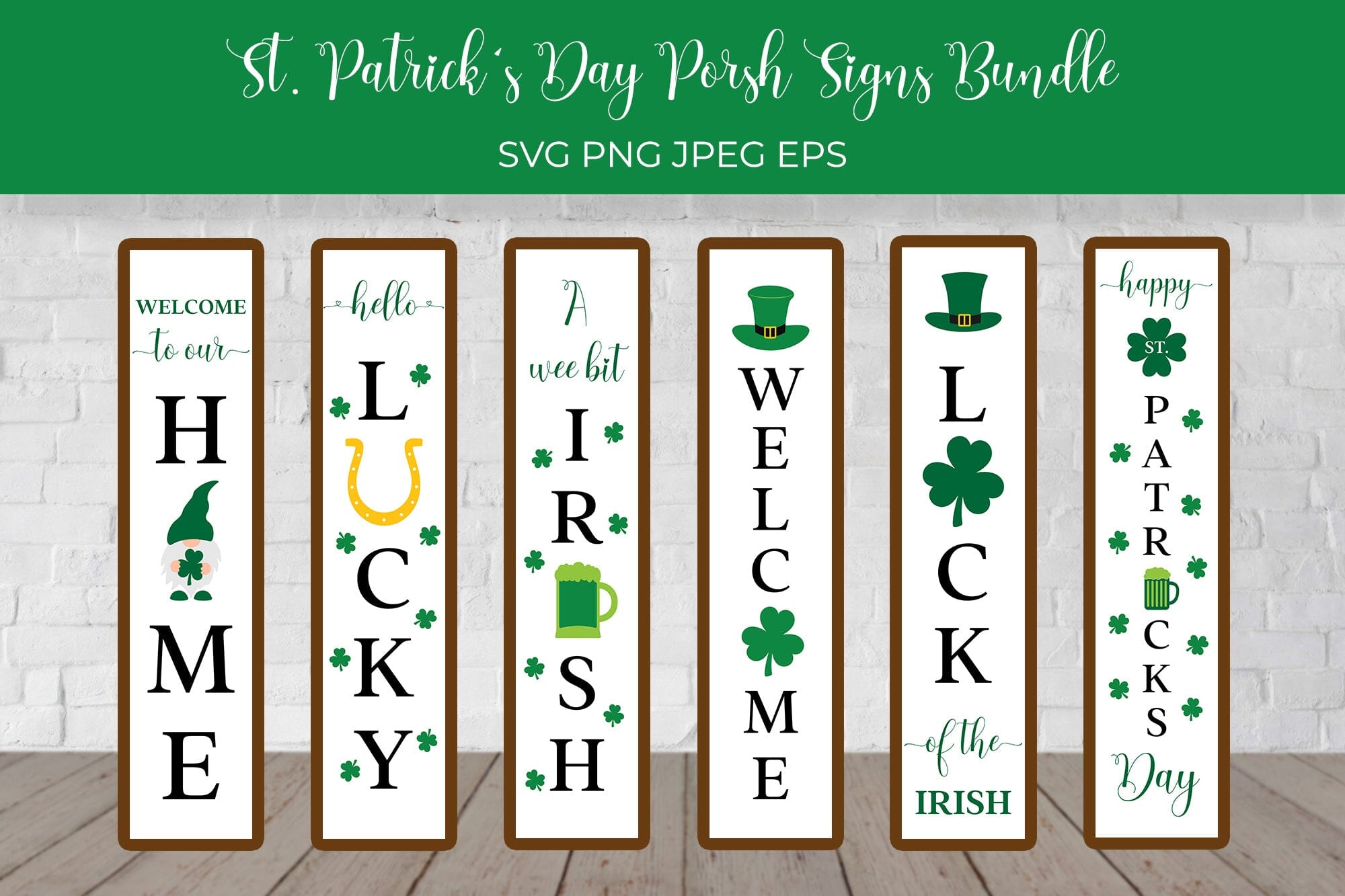 Partick Sign St. Patrick’s Day Porch Sign SVG Bundle. Patricks Day vertical signs ...