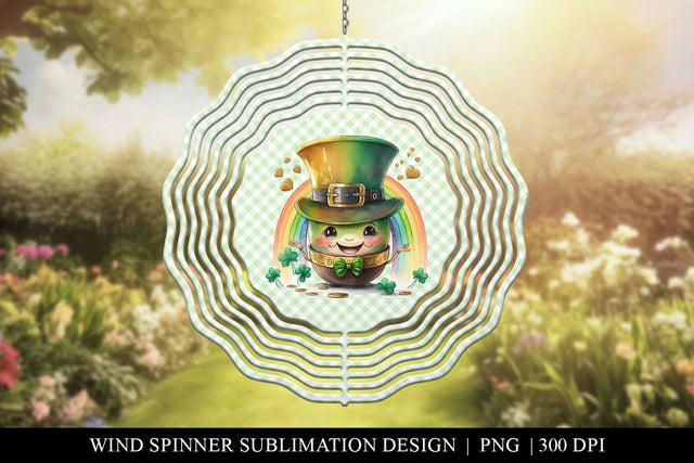 St Patricks Day Pot of Gold Wind Spinner Sublimation PNG Sublimation BijouBay 