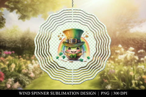St Patricks Day Pot of Gold Wind Spinner Sublimation PNG Sublimation BijouBay 