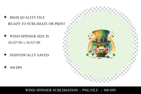 St Patricks Day Pot of Gold Wind Spinner Sublimation PNG Sublimation BijouBay 