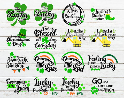 St Patricks day quotes bundle SVG,shamrock clover svg,gnome SVG Redearth and gumtrees 