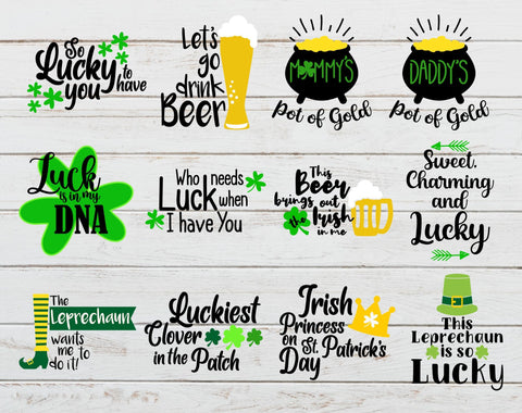 St Patricks day quotes bundle SVG,shamrock clover svg,gnome SVG Redearth and gumtrees 