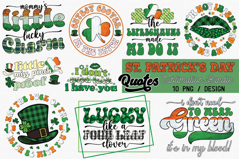 St Patrick’s Day Quotes Sublimation Bundle Sublimation designartist 