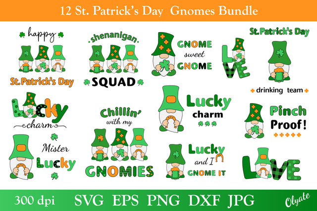 St. Patricks Day Quotes With Gnomes Bundle. St Patricks Day SVG SVG Olga Terlyanskaya 