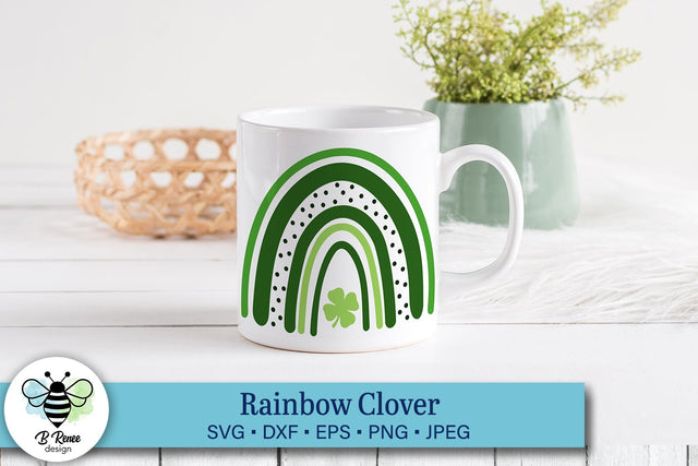 St. Patrick's Day Rainbow with Clover SVG SVG B Renee Design 