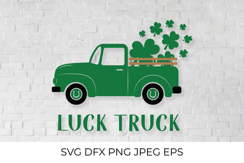 St. Patrick’s day retro truck delivers shamrocks SVG LaBelezoka 