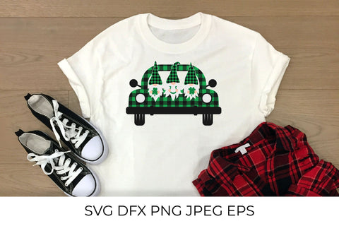 St. Patrick’s day retro truck with cute cartoon gnomes Sublimation LaBelezoka 