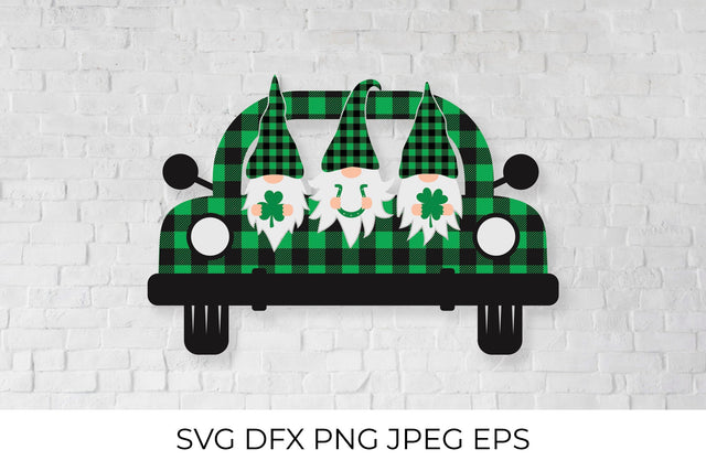 St. Patrick’s day retro truck with cute cartoon gnomes Sublimation LaBelezoka 