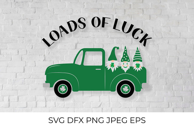 St. Patrick’s day retro truck with gnomes SVG LaBelezoka 