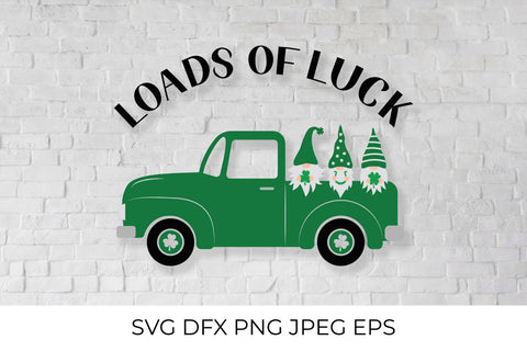 St. Patrick’s day retro truck with gnomes SVG LaBelezoka 