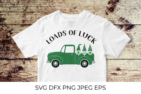St. Patrick’s day retro truck with gnomes SVG LaBelezoka 