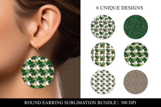 St Patricks Day Round Earring Sublimation Bundle Sublimation BijouBay 