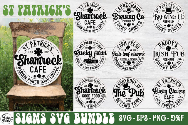 St Patrick's Day Round Signs SVG Bundle SVG Svgcraft 