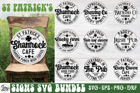 St Patrick's Day Round Signs SVG Bundle SVG Svgcraft 