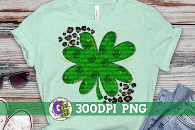 St. Patrick's Day Shamrock Leopard PNG for Sublimation Sublimation Greedy Stitches 