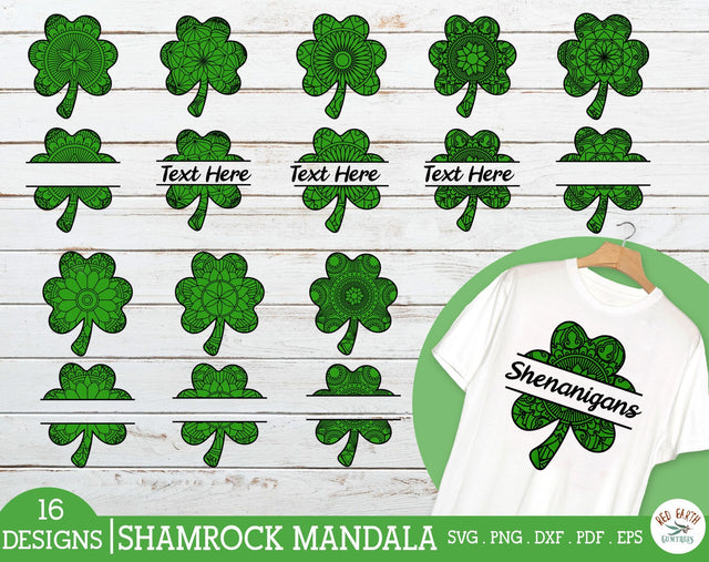 St Patricks day shamrock mandala zentangle bundle SVG,PNG SVG Redearth and gumtrees 