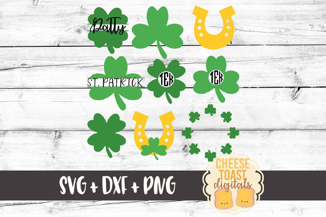St. Patrick's Day Shamrock Monogram Bundle SVG Cheese Toast Digitals