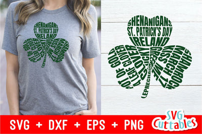 St. Patrick's Day Shamrock Word Art SVG Svg Cuttables 