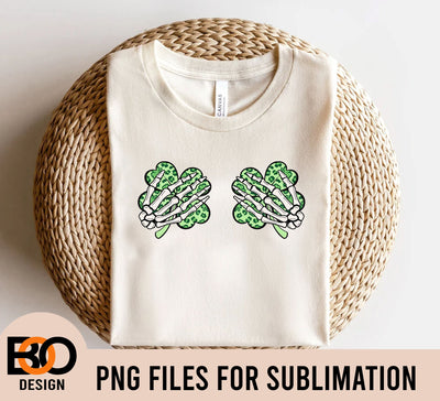 st patricks day skeleton png, skeleton hand png, skull hand png, skeleton boob hand png, Funny St Patricks Day png, Shamrock boob hand png Sublimation BOO-design 