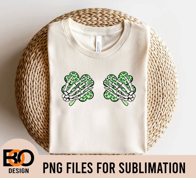st patricks day skeleton png, skeleton hand png, skull hand png, skeleton boob hand png, Funny St Patricks Day png, Shamrock boob hand png Sublimation BOO-design 
