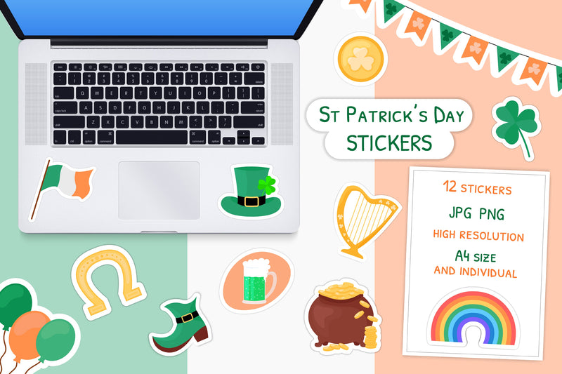 St Patrick's Day Stickers | Printable PNG Clipart - So Fontsy