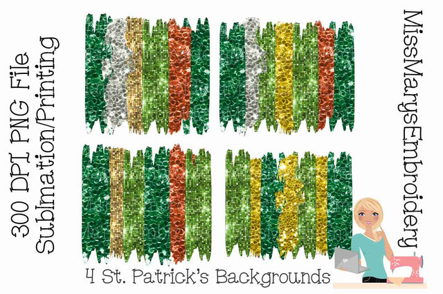 St. Patrick's Day Sublimation Background Bundle | 300 DPI PNG File Sublimation MissMarysEmbroidery 