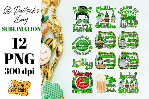 St. Patrick's Day sublimation bundle. 12 Sublimation design Sublimation Yustaf Art Store 