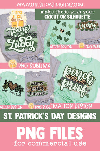St Patrick's Day Sublimation Bundle | 6 Lucky Quotes PNG Files Sublimation Cheese Toast Digitals 