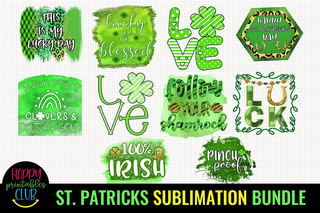St Patricks Day Sublimation Bundle -St Patty Day Sublimation Sublimation Happy Printables Club 