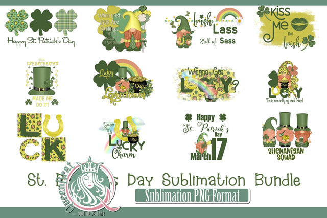 St Patrick's Day Sublimation Bundle Sublimation QueenBrat Digital Designs 