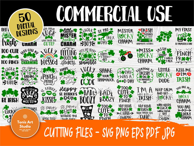 St Patrick's Day SVG Bundle | 50 Shirt Designs | Cricut and Silhouette Files | Irish Svg | Lucky Svg | St Patricks Day Svg | Shamrock Svg SVG TonisArtStudio 