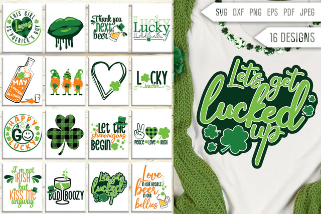 St Patrick's Day SVG Bundle. Funny St Patrick Day Quotes Svg. Lucky Svg. Irish Svg. Shamrock Svg. Clover Svg. Designs for Cricut, Silhouette SVG Mint And Beer Creations 